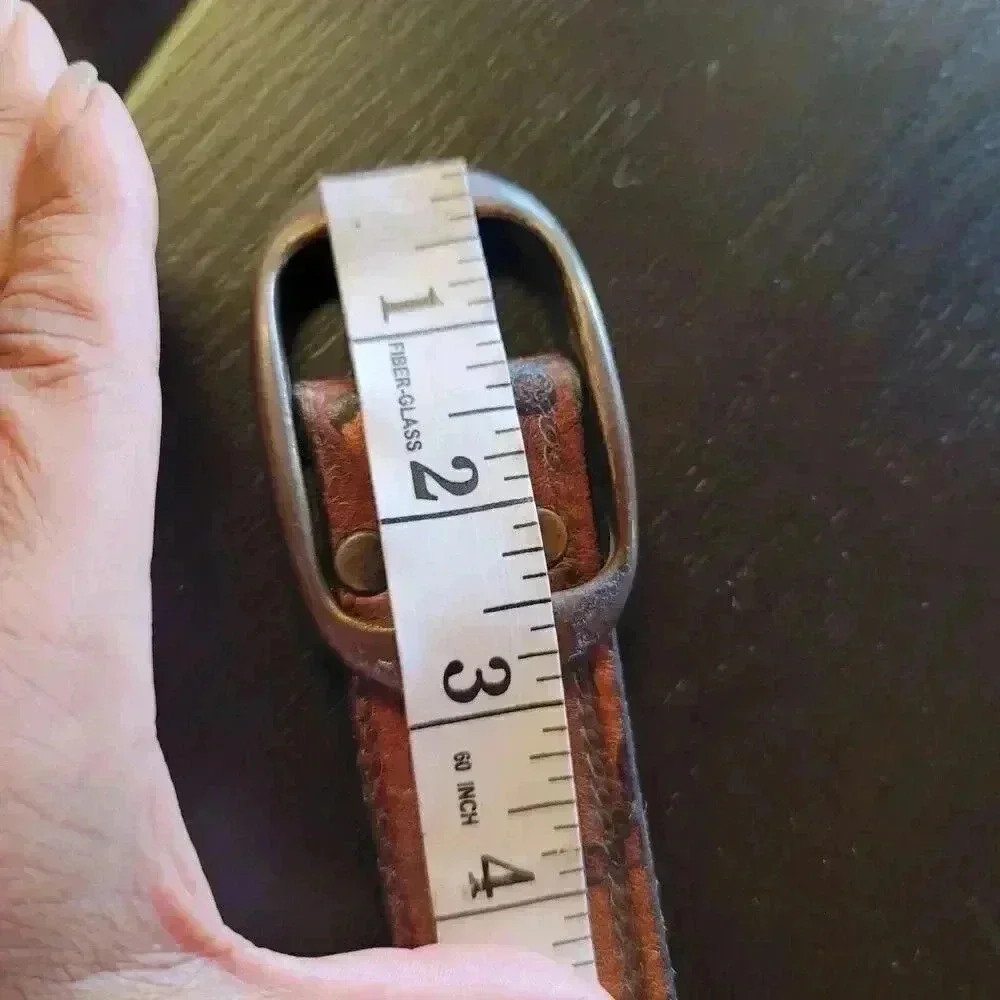 vintage Brown leather belt Tooled Size XL  Women's - Picture 7 of 9